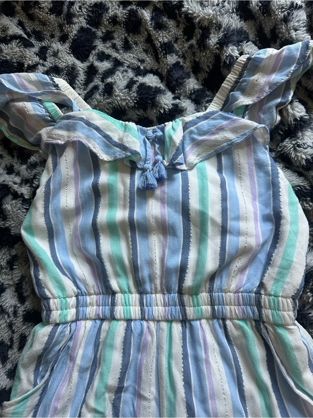 Justice Pastel Striped Jumpsuit in Blue, Green & Lilac